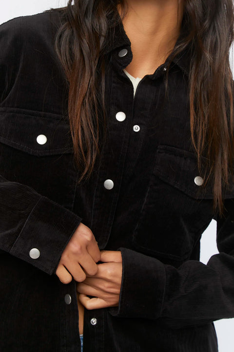 Forever 21 Women's Black Velvet 2 Chest Pocket Jacket | Forever 21 In Lebanon