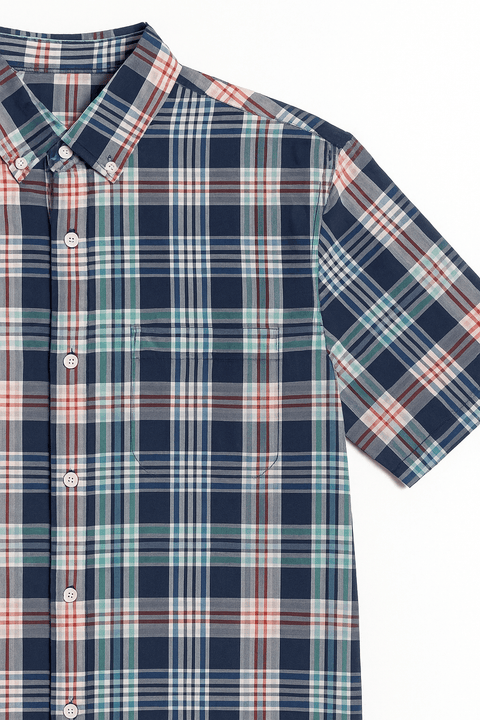 Club Room Men's Navy Blue Combo Nomad Classic-Fit Plaid Shirt ABF4798