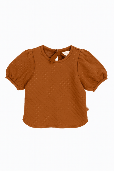 POMPdeLUX Girl's Camel Short Sleeve Blouse | POMPdeLUX in Lebanon