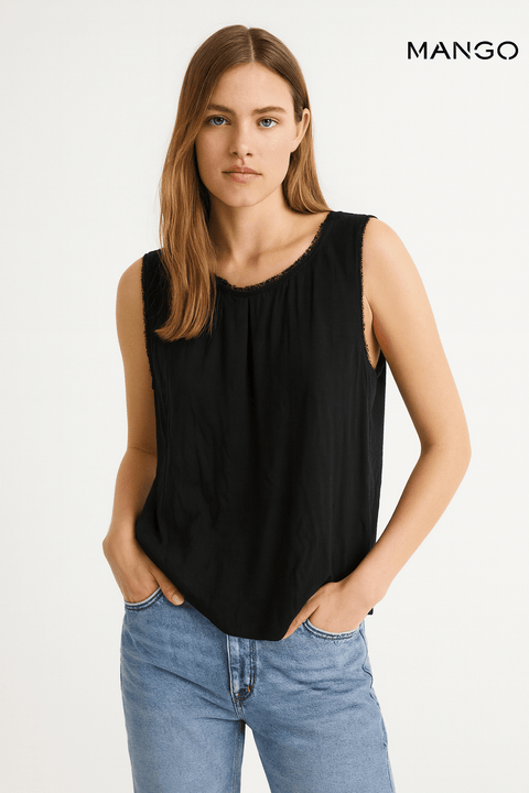 Mango Women's Black Sleeveless Blouse| Mango in Lebanon