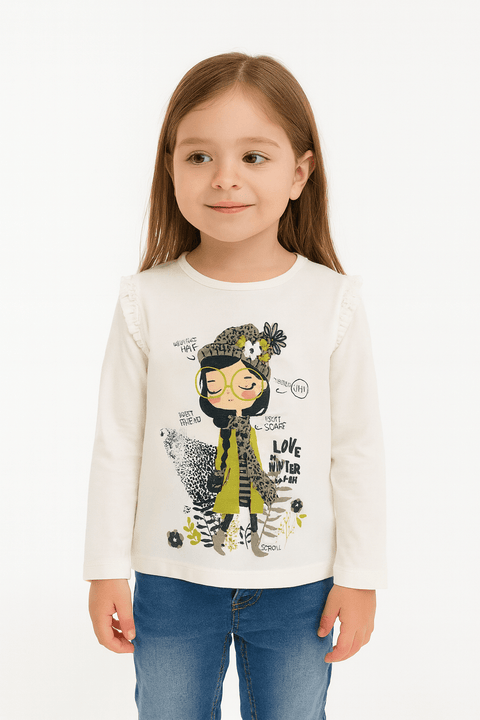 Boboli Girl's White Long-Sleeve Blouse| Boboli in Lebanon