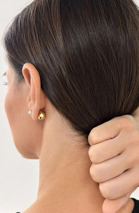 Adornia Women's Gold Plated Imitation Pearl Double Sided Ball Earrings | Adornia In Lebanon