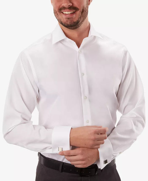 Calvin Klein Steel Men's White Regular Fit Non-Iron Performance French Cuff Dress Shirt |Calvin Klein In Lebanon