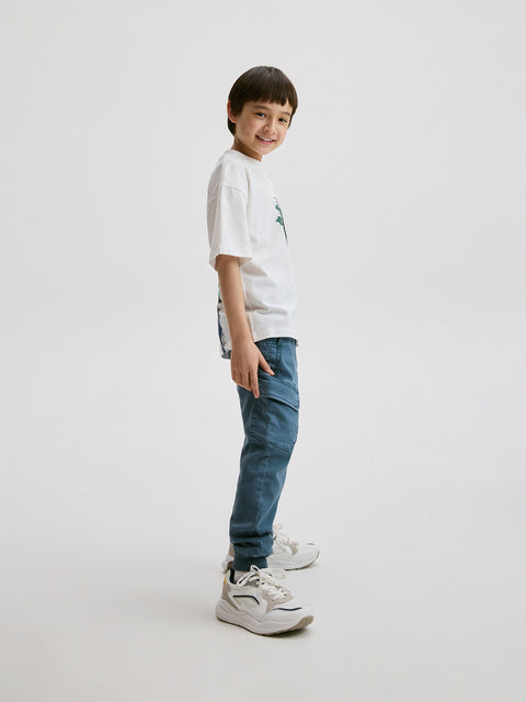 Reserved Boy's Dark Aqua Cargo Elastic Waist Jogger | Reserved In Lebanon