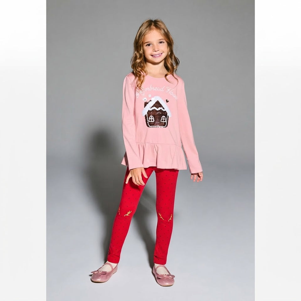 Sinsay Girl's Pink Interactive Sequin Cute Ruffled Peplum Hem Blouse