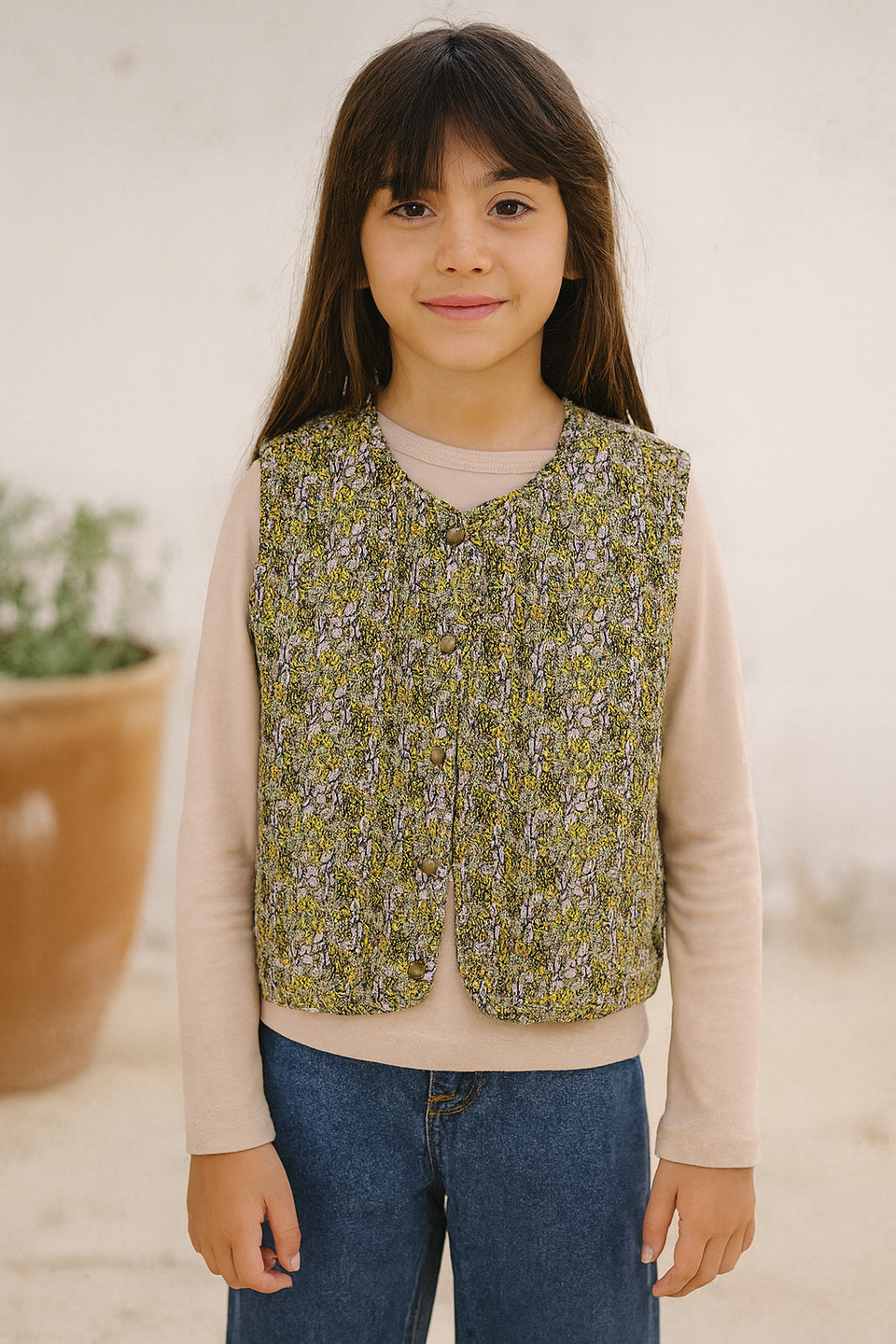 POMPdeLUX Girl's Floral Buttoned Vest |POMPdeLUX in Lebanon