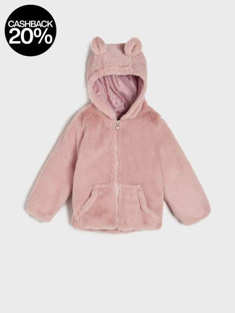 Sinsay Baby Girl's Dusty Rose Fur Hooded Jacket |Sinsay In Lebanon