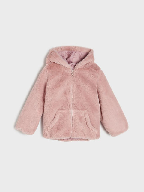 Sinsay Baby Girl's Dusty Rose Fur Hooded Jacket |Sinsay In Lebanon