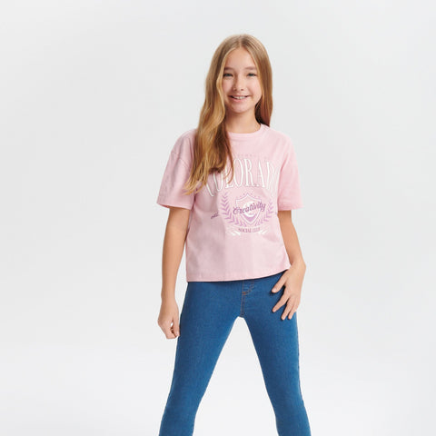 Sinsay Girl's Pastel Pink Short-Sleeve T-Shirt | Sinsay In Lebanon
