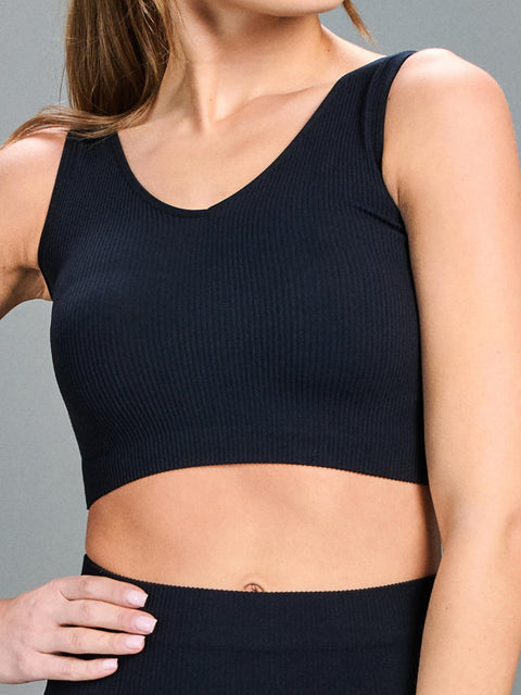 Sinsay Women's Black Ribbed Sleeveless Crop Top|Sinsay In Lebanon