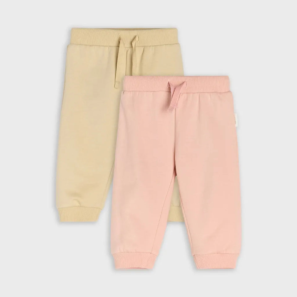 Sinsay Baby Girl's Beige & Pink Elastic Waistband 2 Pack Sweatpants