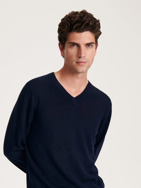Reserved Men's Navy V-Neck Sweater | Reserved In Lebanon