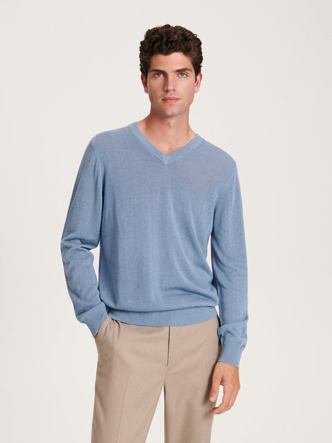 Reserved Men's Light Blue V-neck Sweater | Reserved In Lebanon