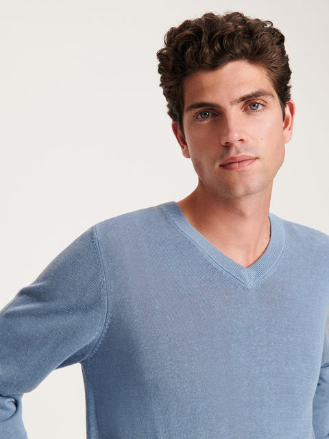 Reserved Men's Light Blue V-neck Sweater | Reserved In Lebanon