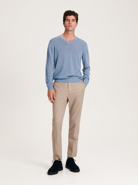 Reserved Men's Light Blue V-neck Sweater | Reserved In Lebanon