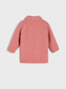 Pink fleece jacket on a light gray background