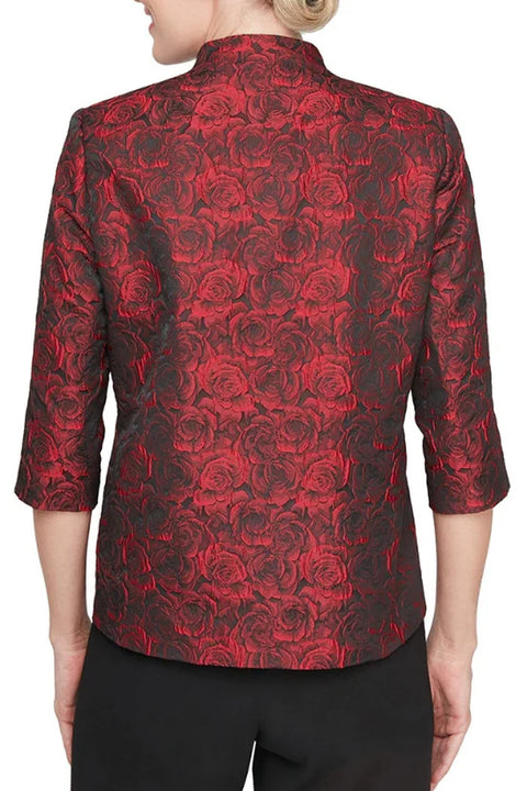 Alex Evenings Women's Red Floral Short Sleeve Jacket | Alex Evenings In Lebanon
