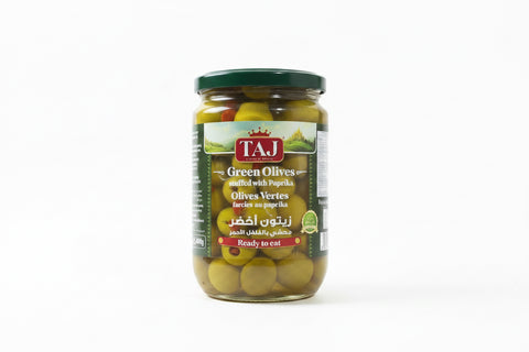 Taj Green Olives Stuffed With Paprika 400g | Taj In Lebanon