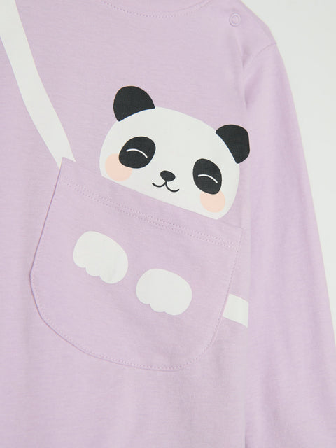 Sinsay Baby Girl's Lavender Long Sleeve Blouse With Panda Print | Sinsay In Lebanon