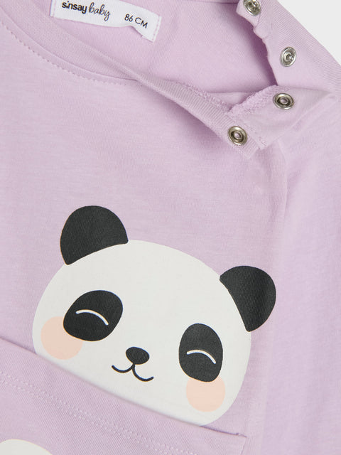 Sinsay Baby Girl's Lavender Long Sleeve Blouse With Panda Print | Sinsay In Lebanon