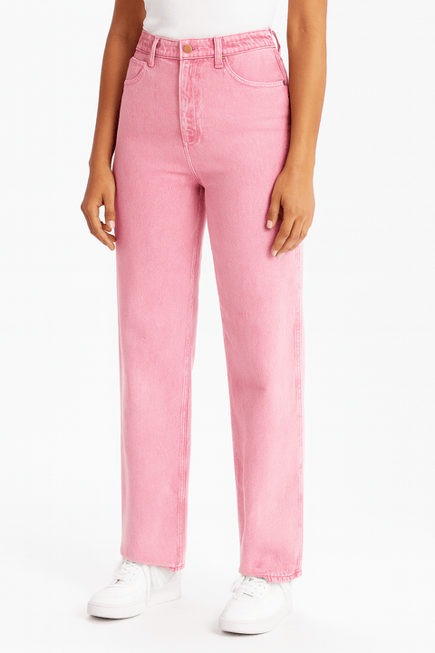 Wrangler Women's Pink Barrel Loose Fit Comfortable Cut 100% Cotton Normal Waist Trousers Jeans | Wrangler In Lebanon