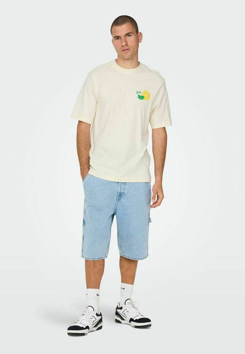 Only & Sons Men's Antique White Sprite Crew Neck T-Shirt | Only & Sons In Lebanon