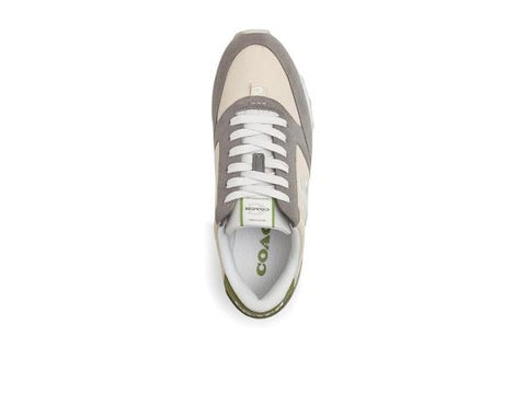 COACH Runner Sneakers Women's Shoes Dark Lime/Chalk : 8.5 M, Leather/Suede