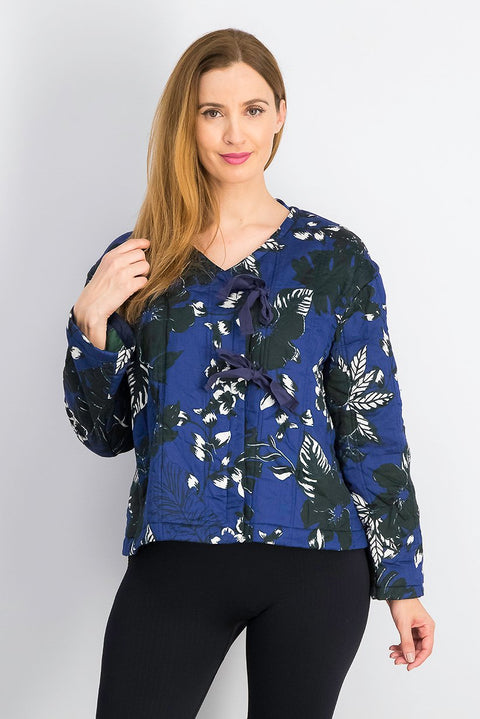 Mango Women's Blue Floral Pattern Jacket | Mango In Lebanon