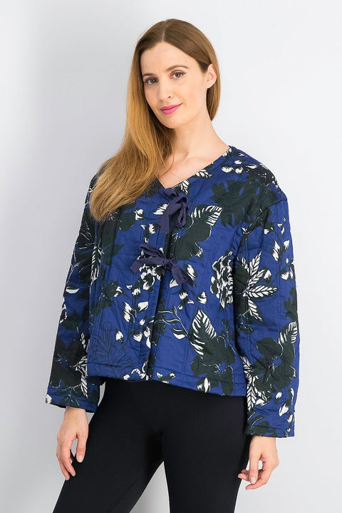 Mango Women's Blue Floral Pattern Jacket | Mango In Lebanon