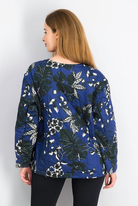 Mango Women's Blue Floral Pattern Jacket | Mango In Lebanon
