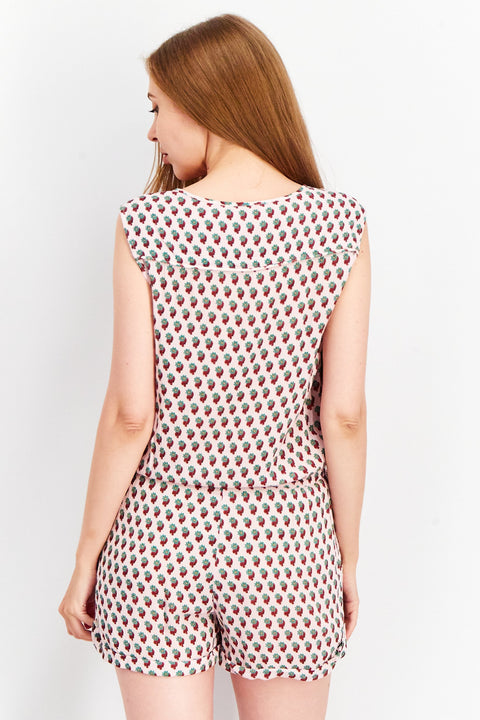 Mango Women's Pink Printed Sleeveless Romper |Mango In Lebanon