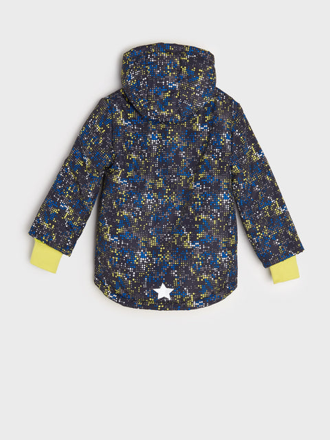 Children's jacket with star pattern on a light gray background