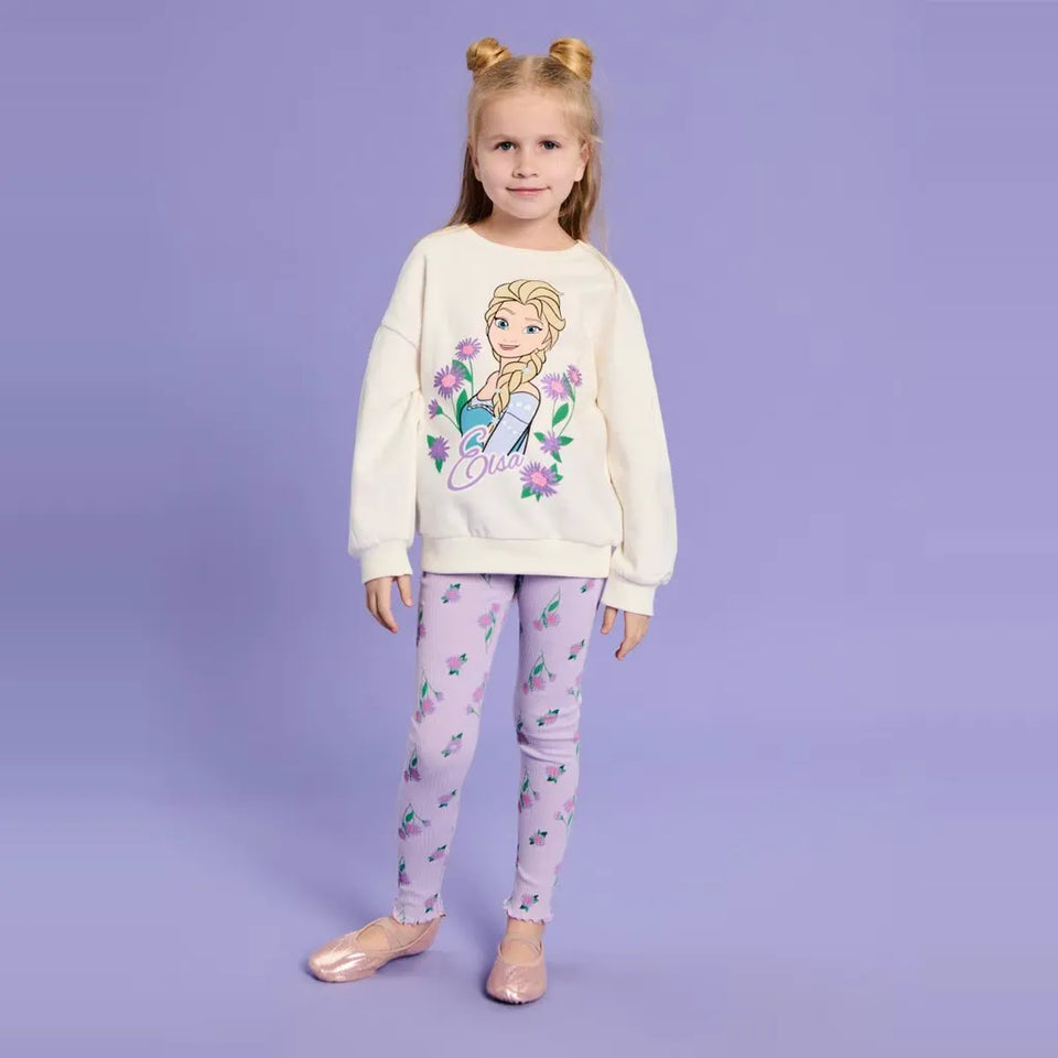 Sinsay Girl's Off White & Lilac Disney Frozen Elsa Print Set
