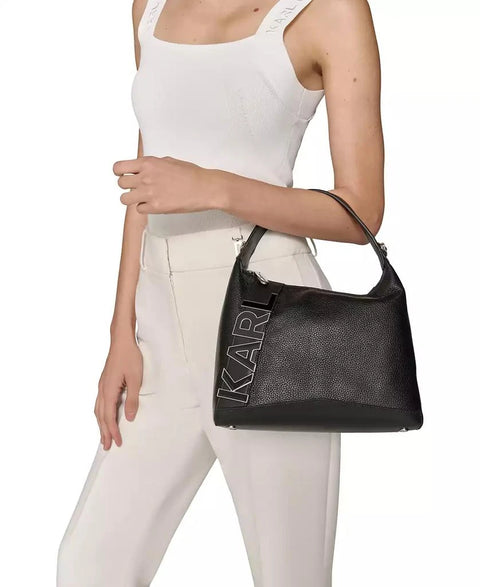 Karl Lagerfeld Women's Black Lunette Medium Leather Hand Bag | Karl Lagerfeld In Lebanon