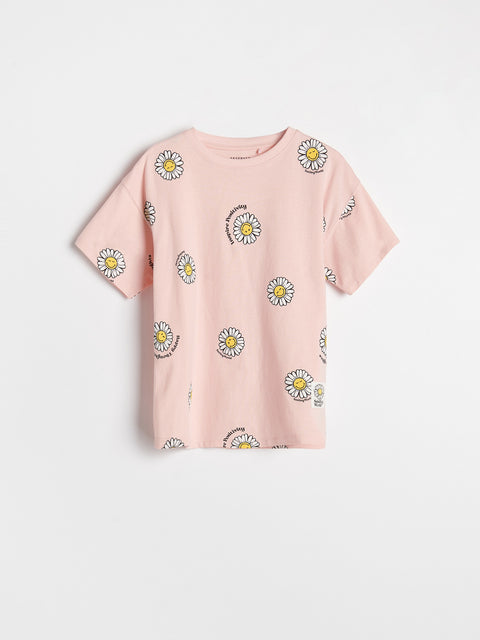 Reserved SmileyWorld Girl's Pastel Pink Print T-Shirt | Reserved In Lebanon