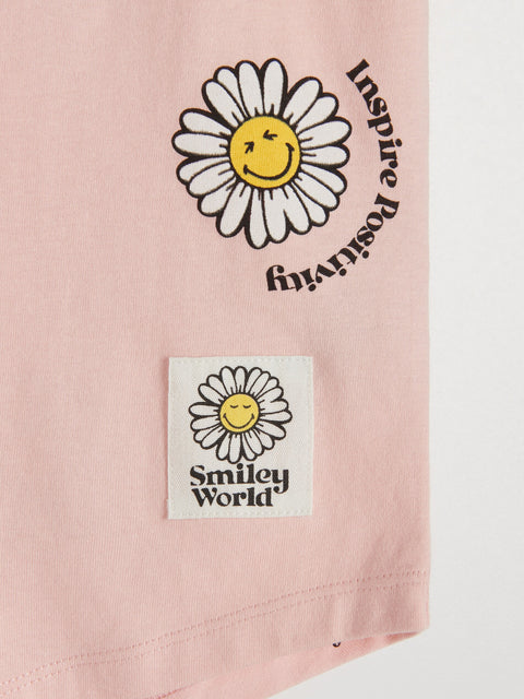 Reserved SmileyWorld Girl's Pastel Pink Print T-Shirt | Reserved In Lebanon