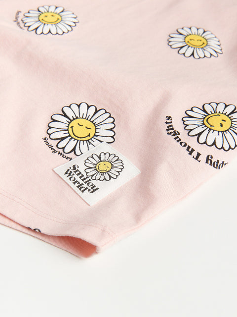 Reserved SmileyWorld Girl's Pastel Pink Print T-Shirt | Reserved In Lebanon