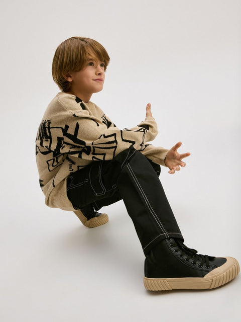 Reserved Boy's Black High Top Sneakers |Reserved In Lebanon
