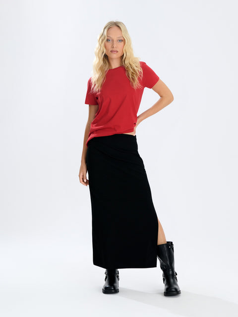 Sinsay Women's Red Short Sleeve Cotton T-Shirt | Sinsay In Lebanon