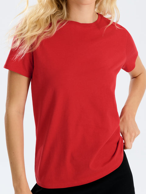 Sinsay Women's Red Short Sleeve Cotton T-Shirt | Sinsay In Lebanon