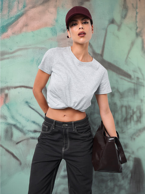 Sinsay Women's Light Grey Short-Sleeves T-Shirt | Sinsay In Lebanon