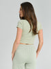 Sinsay Women's Sage Green Cropped T-Shirt | Sinsay In Lebanon