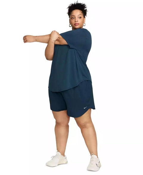 Nike Women's Navy Plus Size One Relaxed Dri-Fit Shorts-Sleeve T-Shirt | Nike In Lebanon