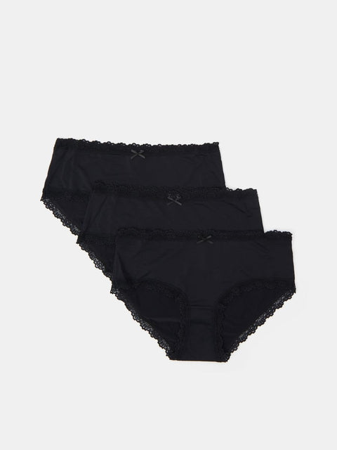 Sinsay Women's Black Pack Of 3 Hipster knickers Panties | Sinsay In Lebanon