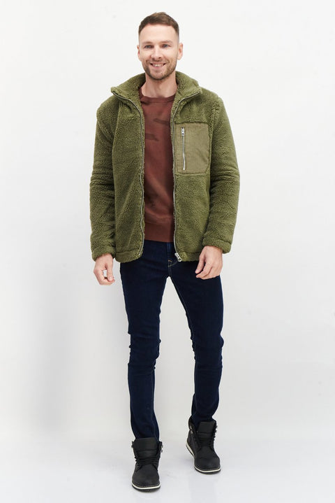 Topman Men's Olive Green Fleece Jacket | Topman In Lebanon
