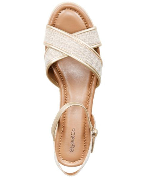 Leahh Womens Canvas Metallic Espadrilles