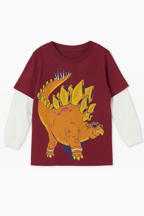 Carter's Boy's Plum Dinosaur Printed Long-Sleeve Blouse | Carter's In Lebanon