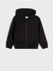 Black hoodie on a light gray background