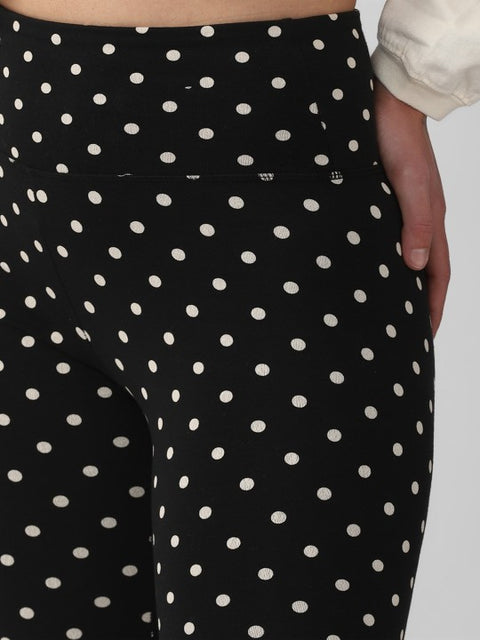 Forever 21 Women's Black Dotted High Rise Legging | Forever 21 In Lebanon