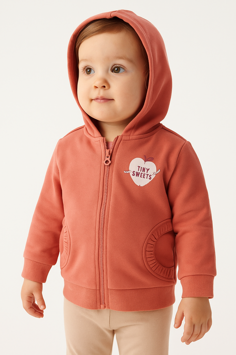 Sinsay Fox & Bunny Baby Girl's Coral Zip Up Sweatshirt | Sinsay In Lebanon